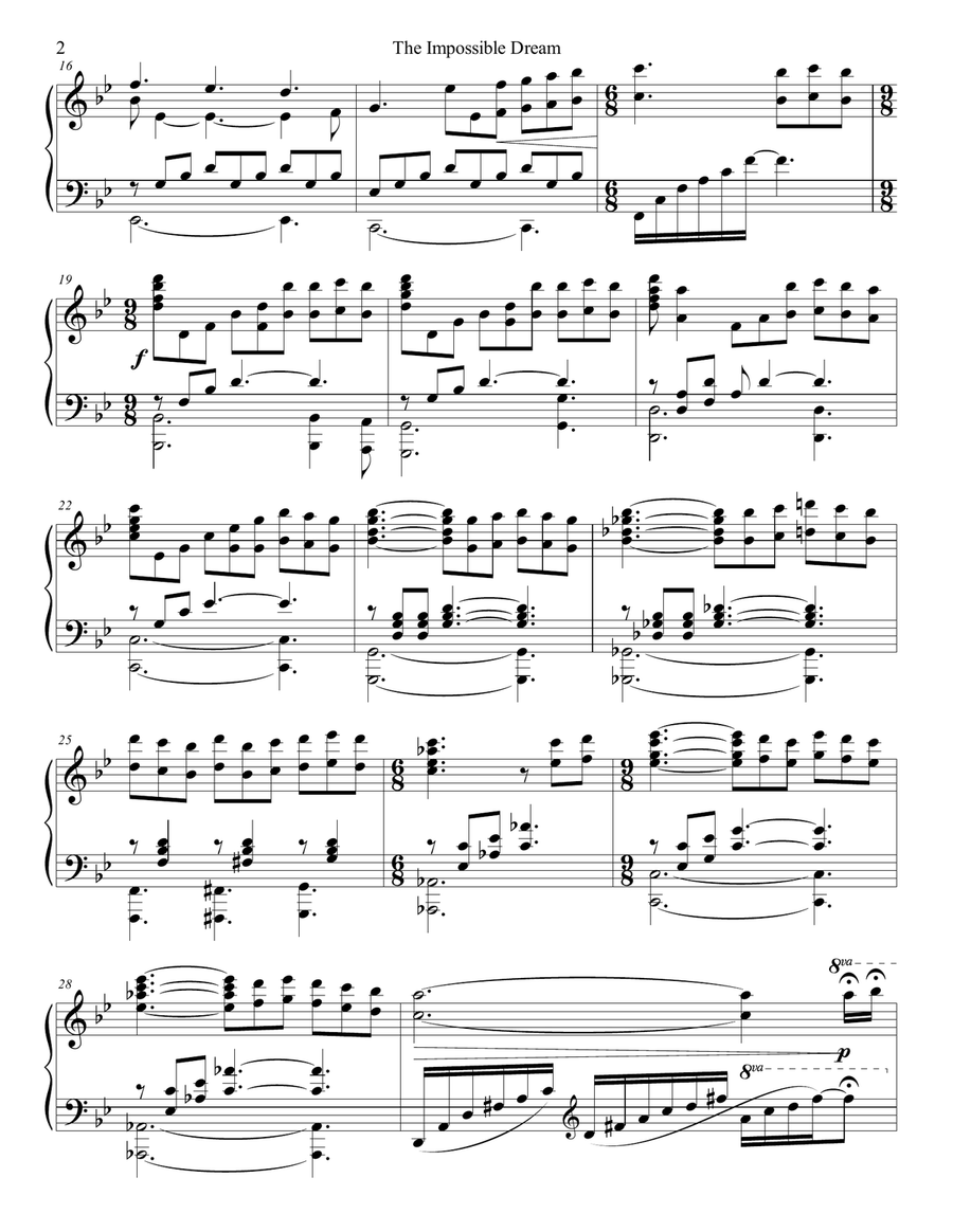 The Impossible Dream (the Quest) Piano Solo scores gallery preview page 3