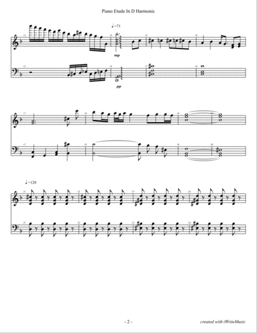 Etude in D Harmonic Piano Method scores gallery preview page 2