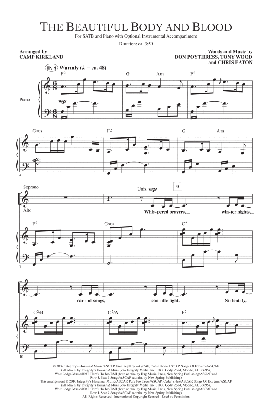 The Beautiful Body And Blood 4-Part scores gallery preview page 1