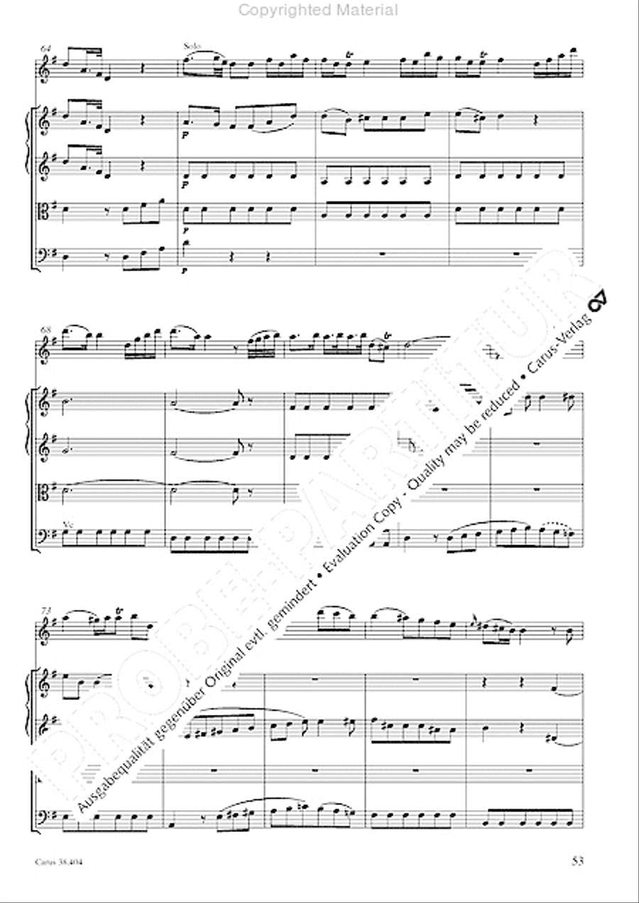 Concerto for Flute in D major (Concerto per il Flauto traverso in D / Flotenkonzert in D) Flute Solo scores gallery preview page 55