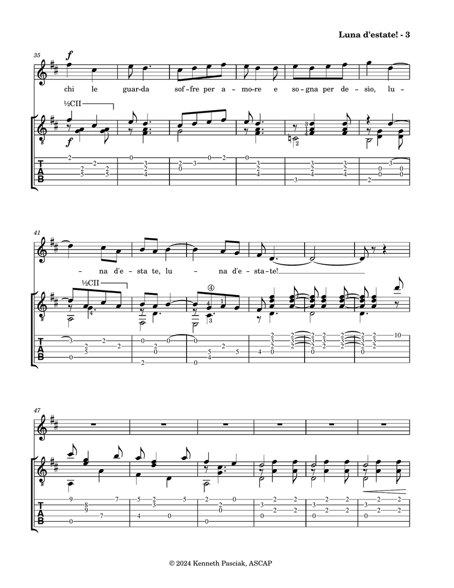 Luna d'estate (for Voice and Guitar) Classical Guitar scores gallery preview page 5