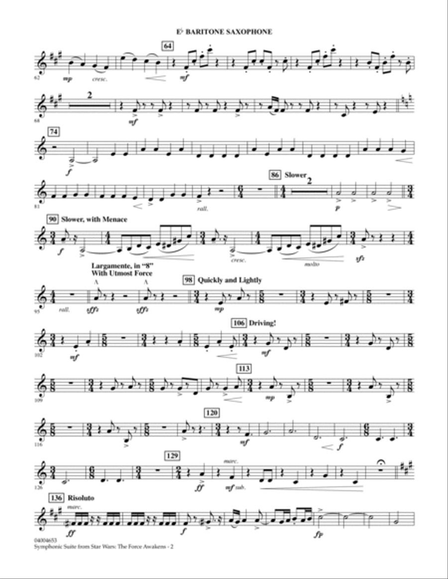 Symphonic Suite from Star Wars: The Force Awakens - Eb Baritone Saxophone Baritone Saxophone scores gallery preview page 2
