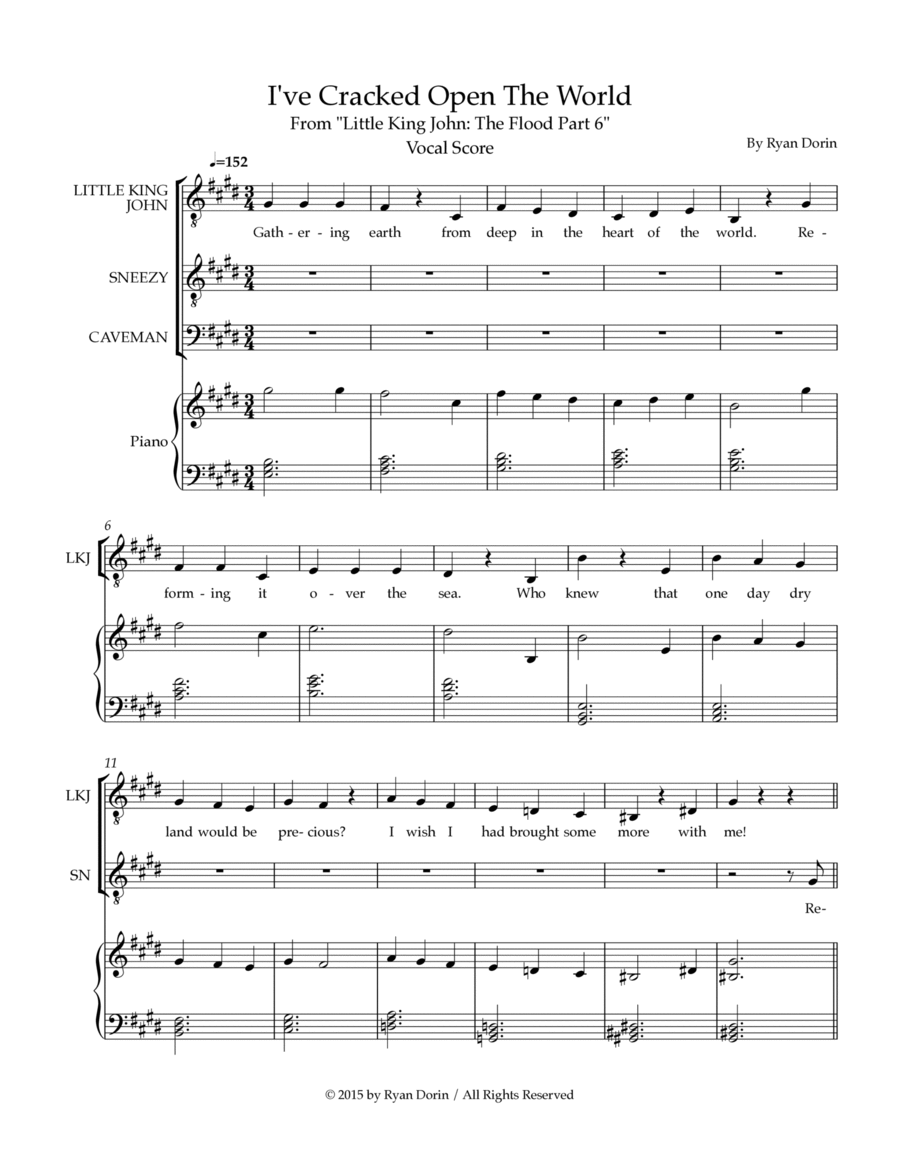 Little King John The Flood 6: I've Cracked Open The World Vocal Score Voice scores gallery preview page 1