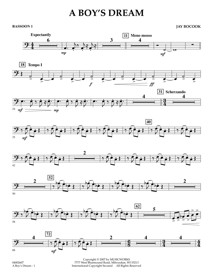 A Boy's Dream - Bassoon 1 Concert Band scores gallery preview page 1
