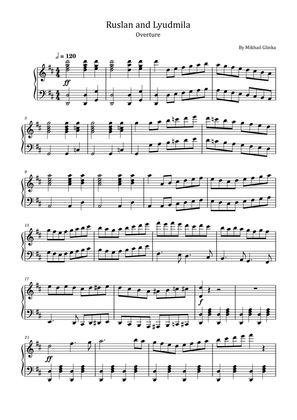 Glinka - Ruslan and Lyudmila Op. 5 - Overture - For Piano Solo