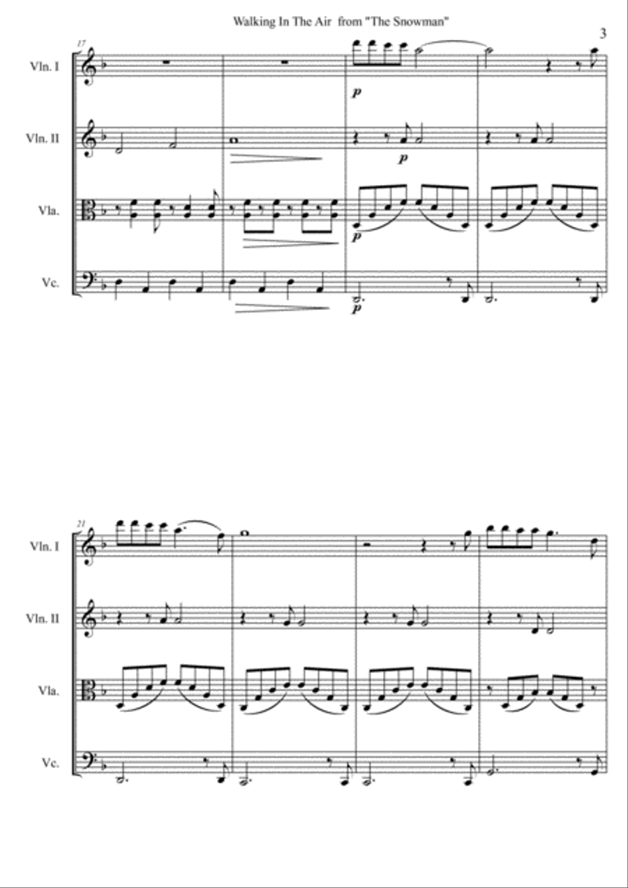 Walking In The Air Walking In The Air String Quartet scores gallery preview page 3