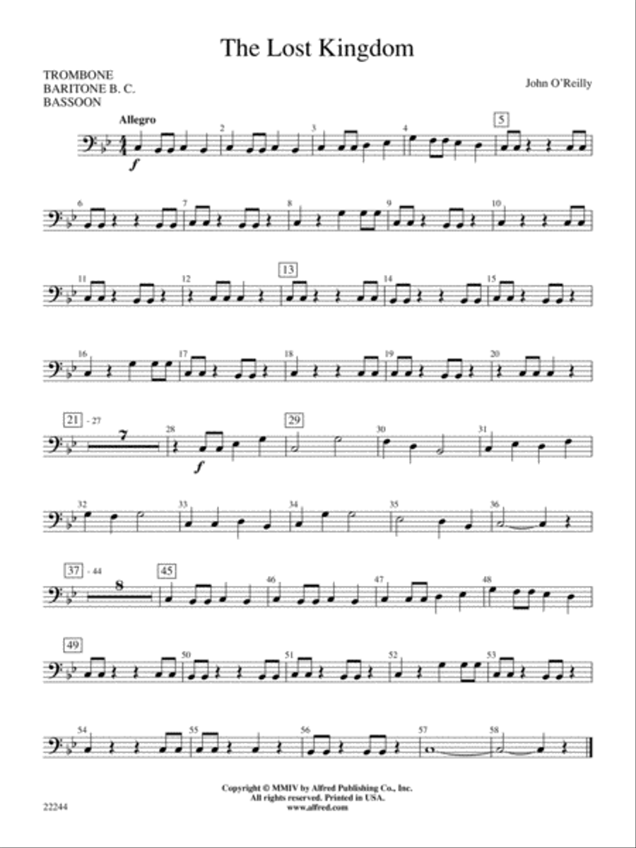 The Lost Kingdom: 1st Trombone Concert Band scores gallery preview page 1