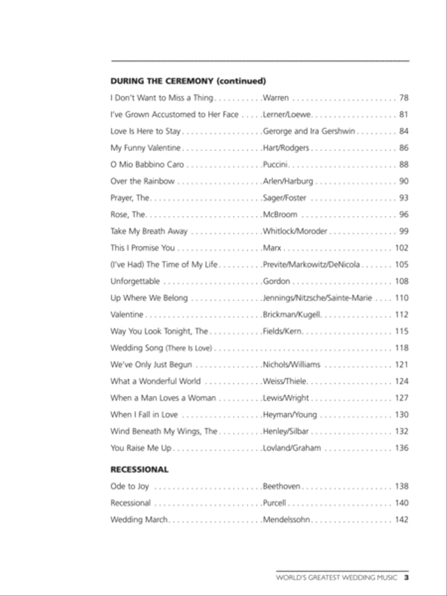 World's Greatest Wedding Music Easy Piano scores gallery preview page 3