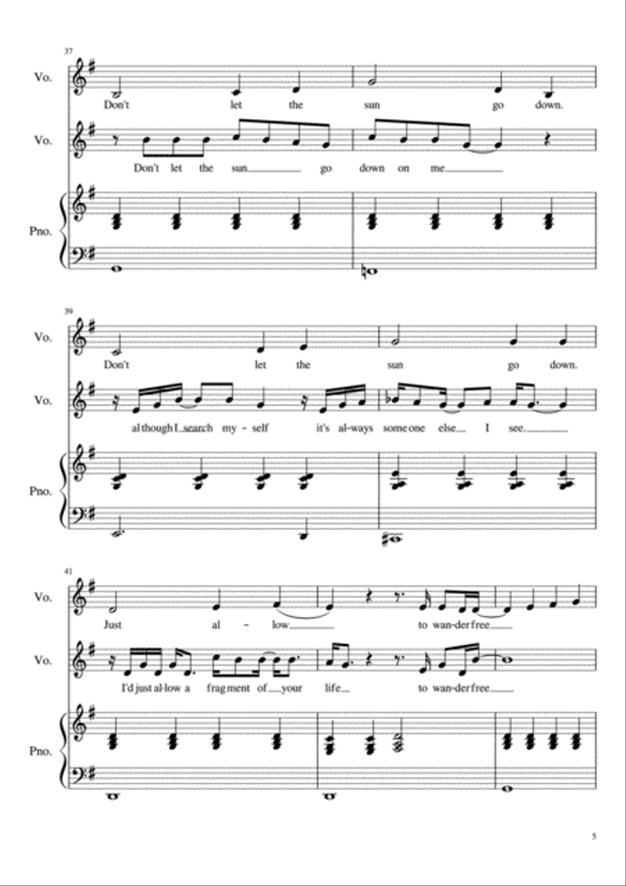 Don't Let The Sun Go Down On Me Vocal Duet scores gallery preview page 5
