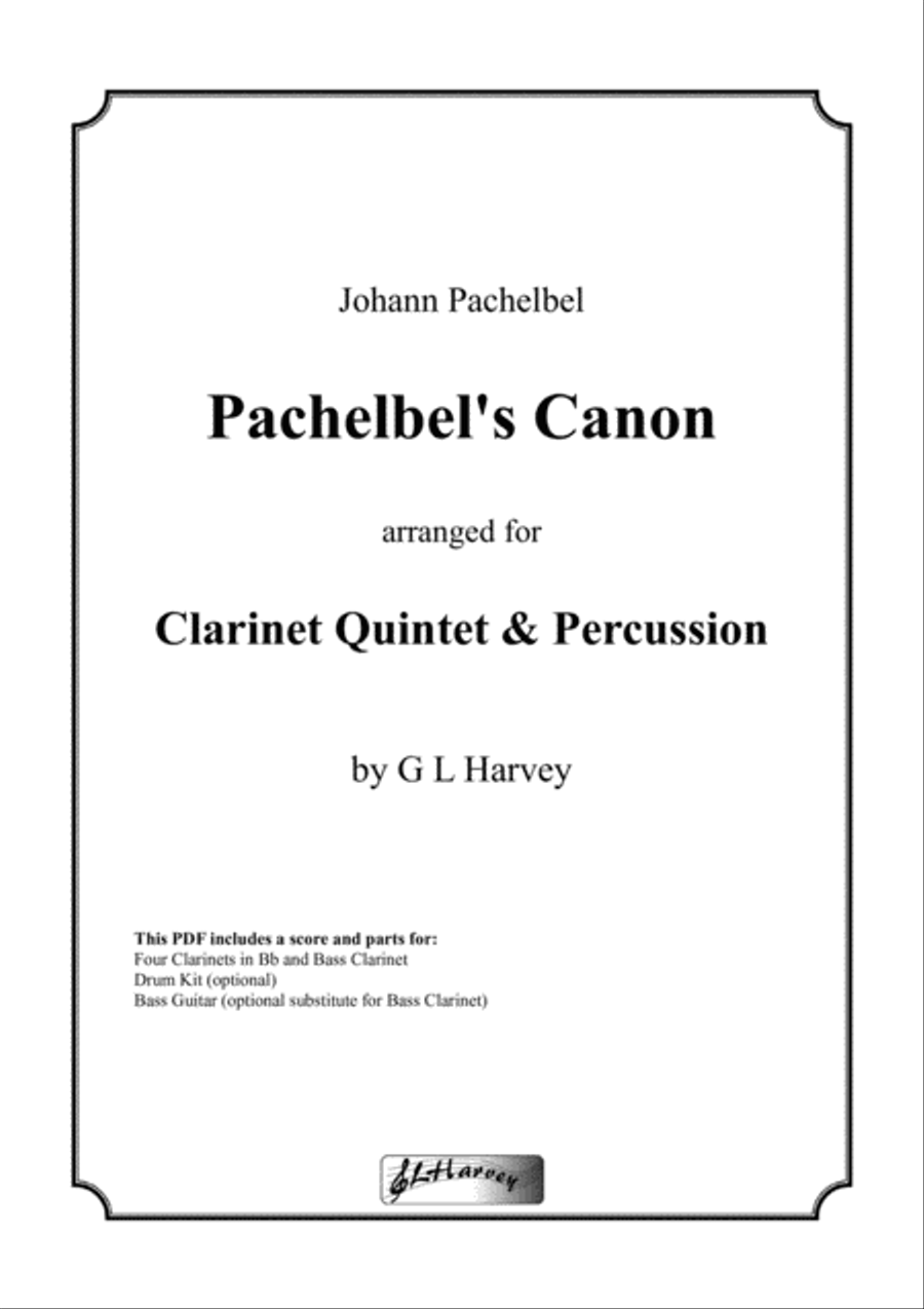 Pachelbel's Canon for Clarinet Quintet Clarinet Quintet scores gallery preview page 1