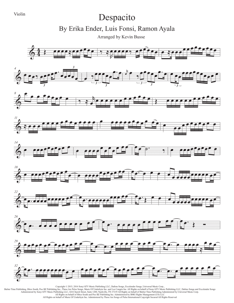 Despacito Violin Solo scores gallery preview page 1