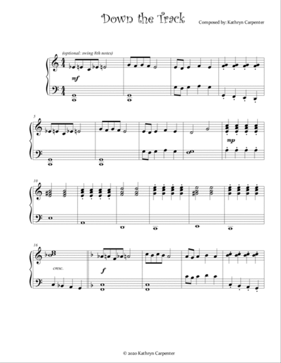 Down the Track (Intermediate Jazz Piano) image number null