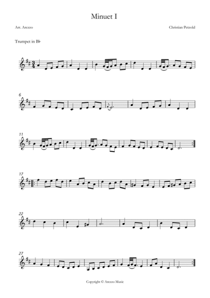 bach bwv anh 114 minuet in g Trumpet and Bassoon sheet music with ornaments image number null