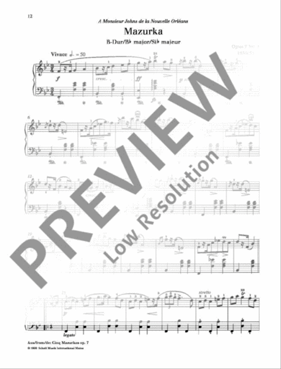 Mazurka B-flat major Piano Solo scores gallery preview page 2