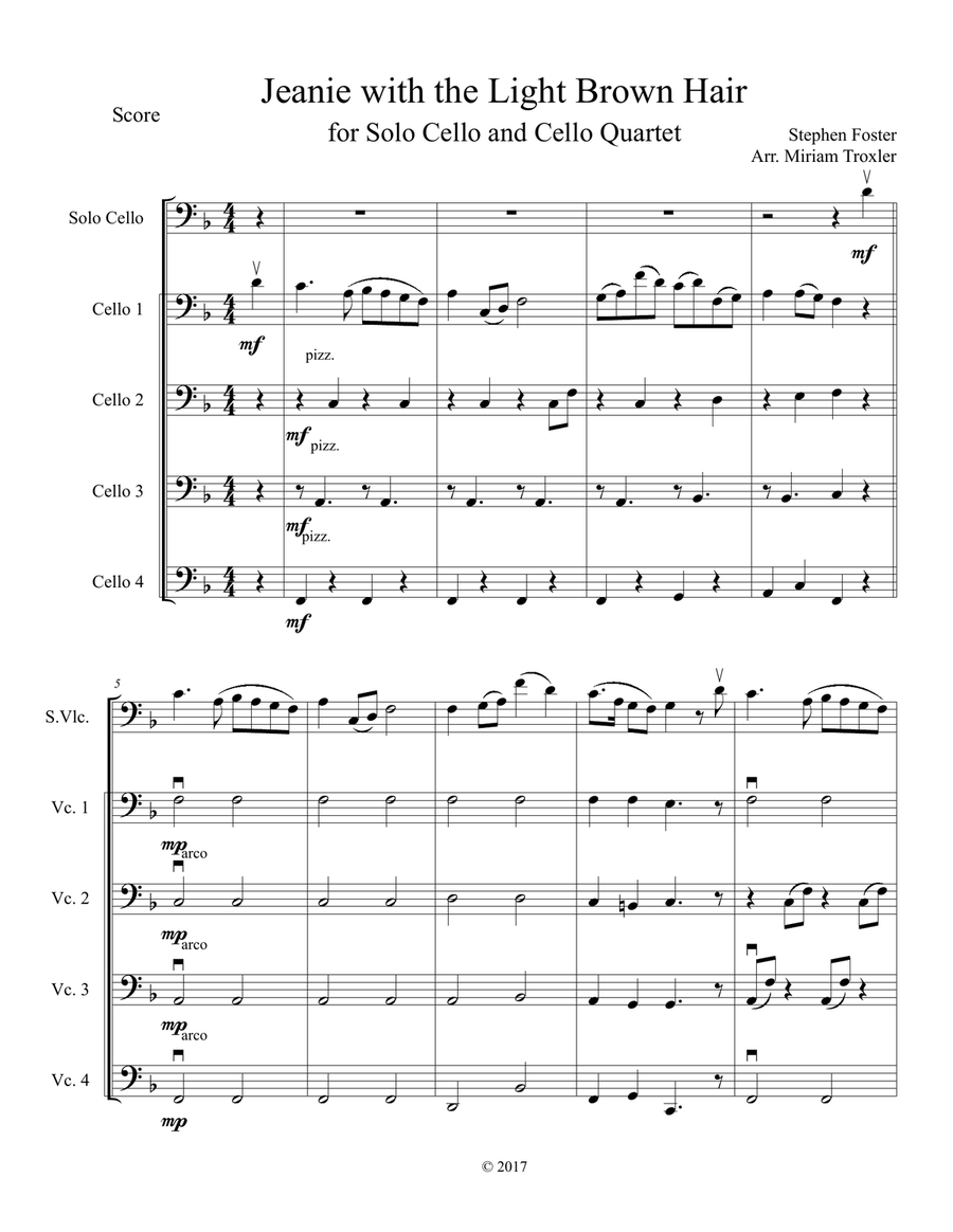 Jeanie with the Light Brown Hair Cello scores gallery preview page 2