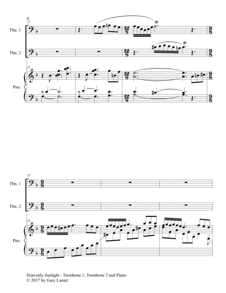 HEAVENLY SUNLIGHT (Trio - Trombone 1 & 2 and Piano with Score/Parts) image number null