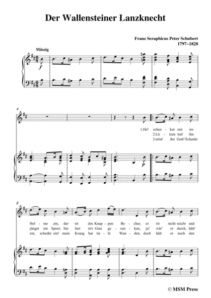 Schubert-Der Wallensteiner Lanzknecht,in b minor,for Voice&Piano image number null