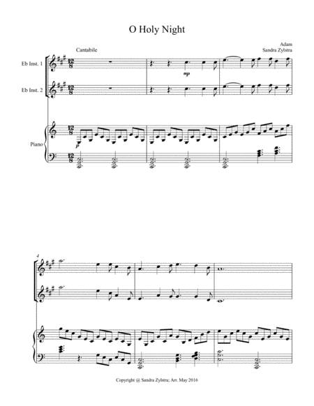 O Holy Night (treble Eb instrument duet) image number null