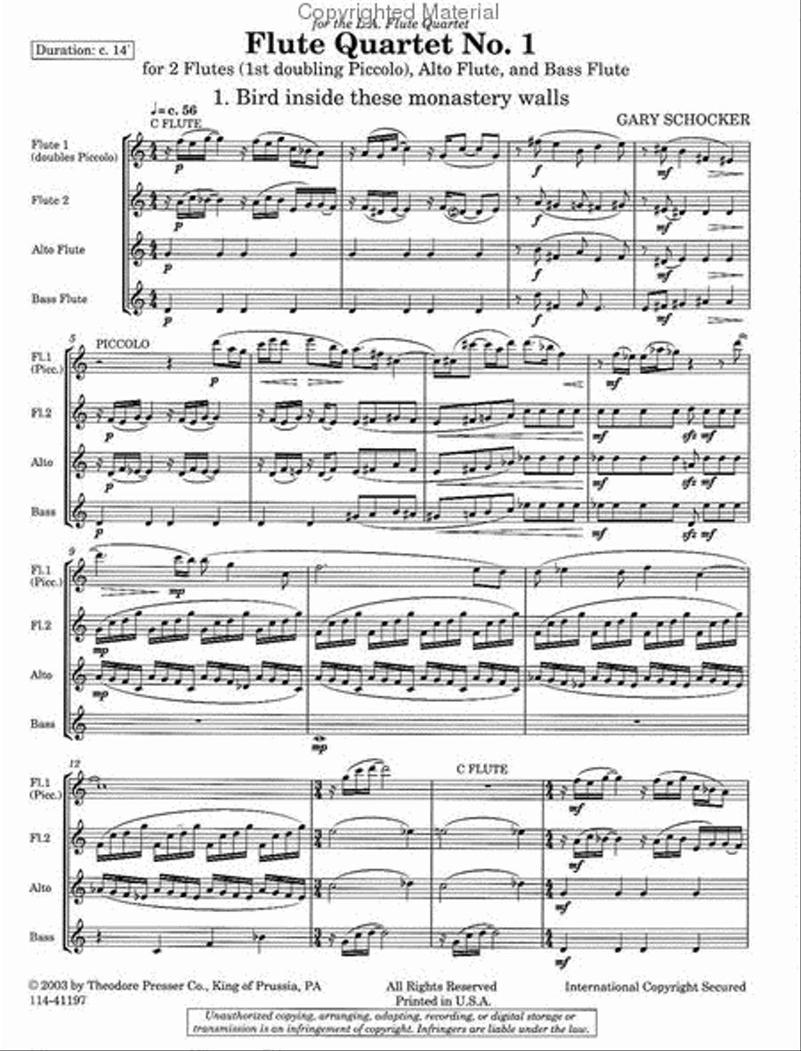 Flute Quartet No. 1 Flute Quartet No. 1 Flute Quartet scores gallery preview page 2