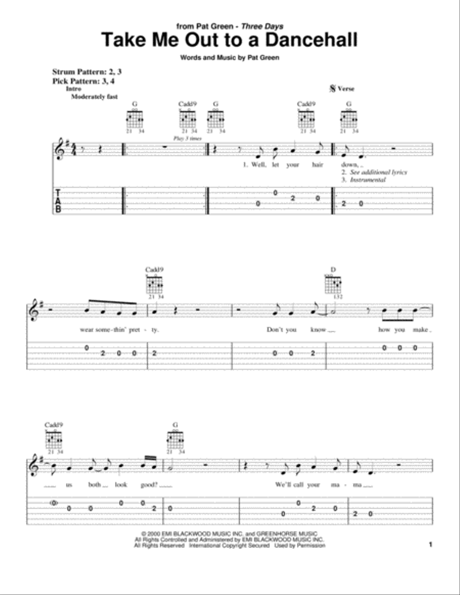 Take Me Out To A Dancehall Electric Guitar scores gallery preview page 1