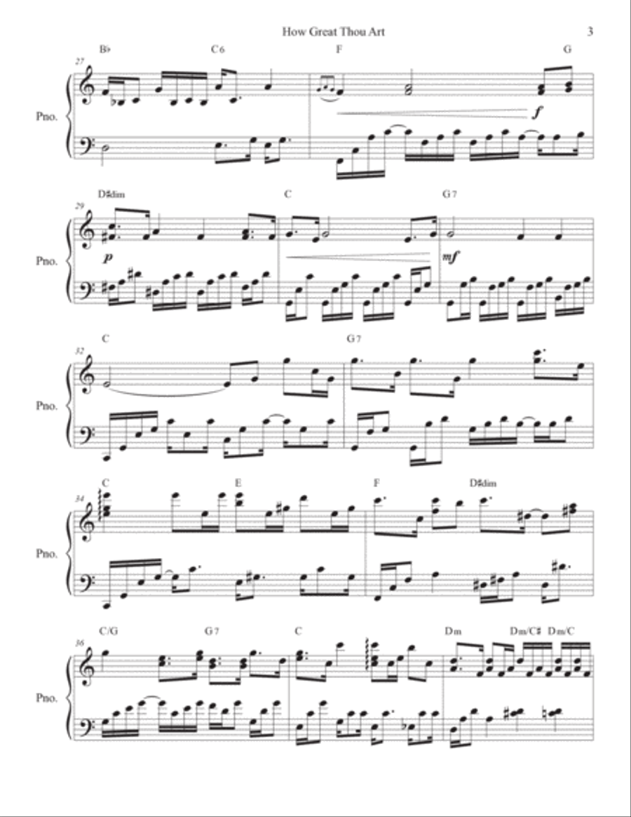 How Great Thou Art - Solo Piano Piano Solo scores gallery preview page 3