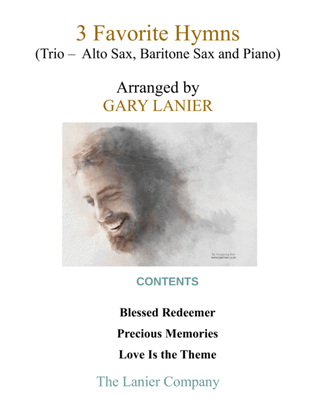 Book cover for 3 FAVORITE HYMNS (Trio - Alto Sax, Baritone Sax & Piano with Score/Parts)