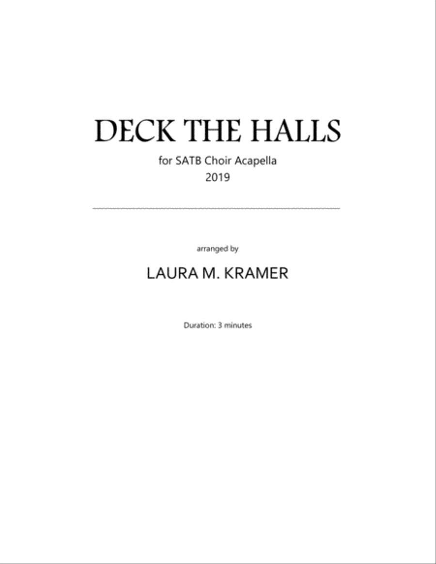 Deck the Halls for SATB Choir Acapella 4-Part scores gallery preview page 1