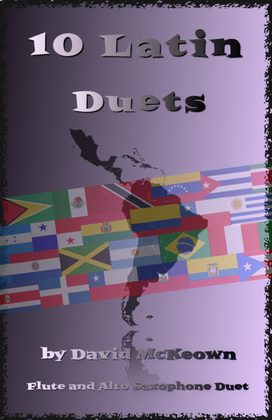 Book cover for 10 Latin Duets, for Flute and Alto Saxophone