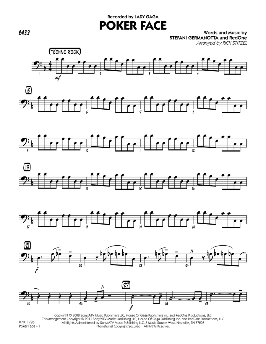 Poker Face - Bass Jazz Ensemble scores gallery preview page 1