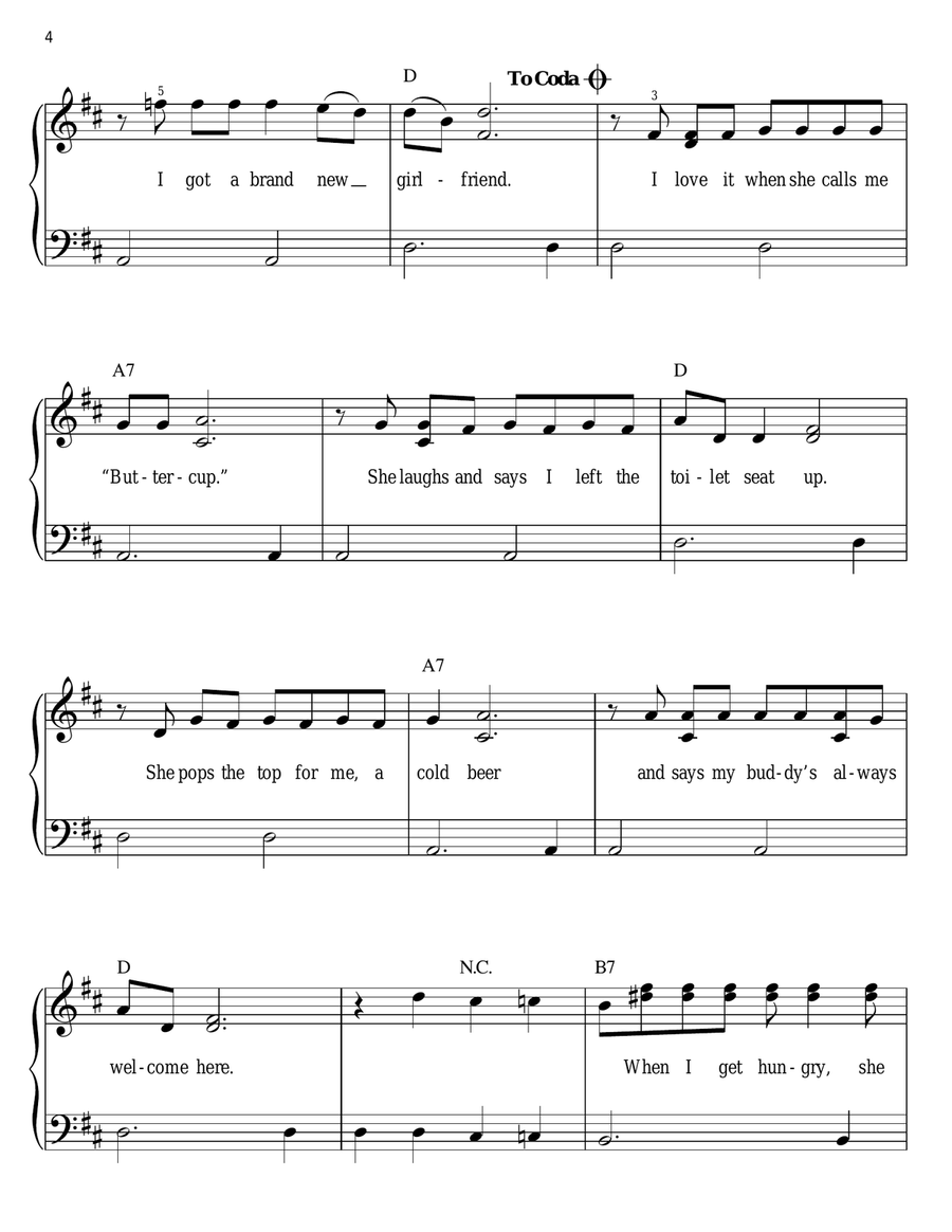 Brand New Girlfriend Brand New Girlfriend Easy Piano scores gallery preview page 4