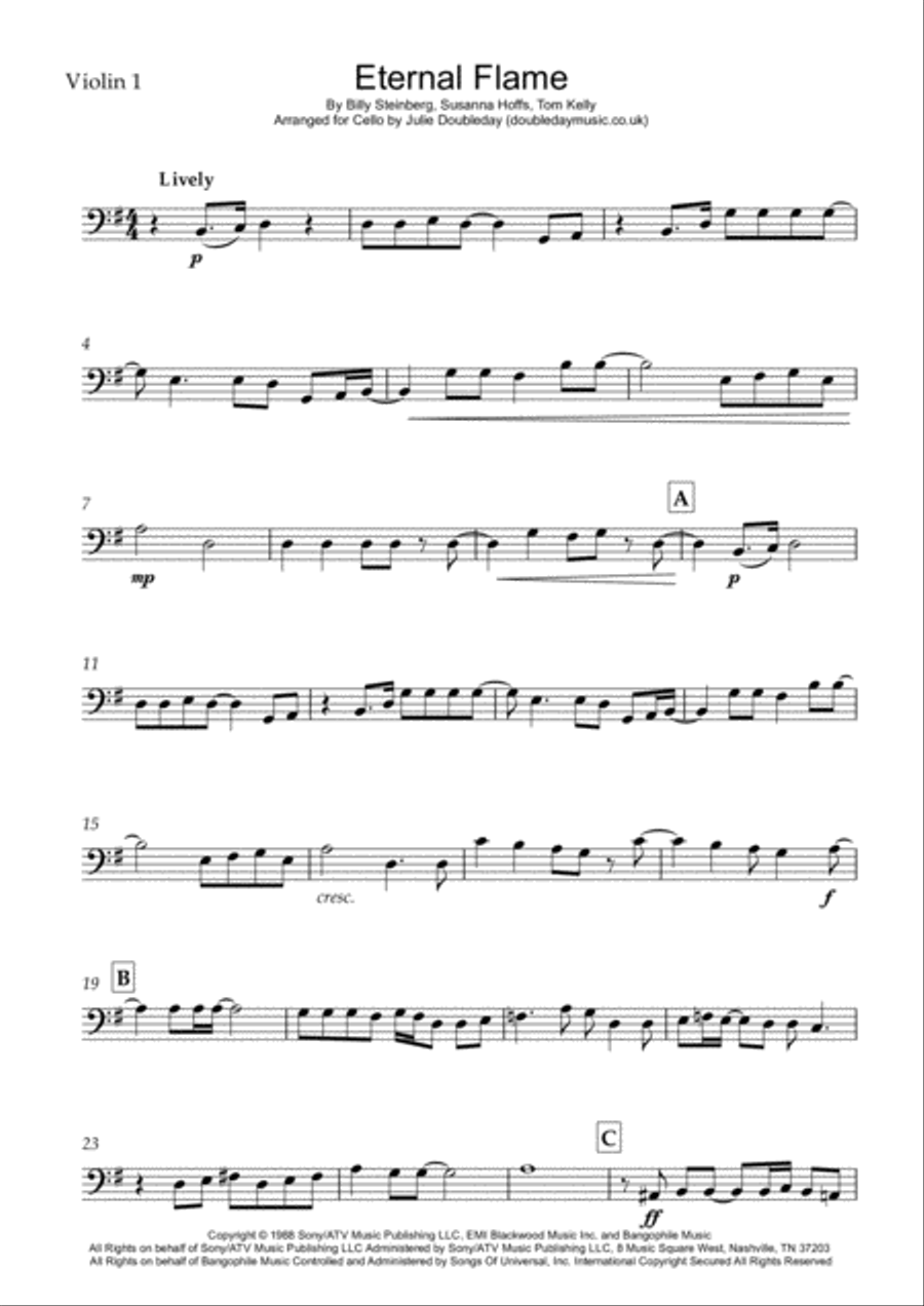 Eternal Flame Cello Solo scores gallery preview page 1