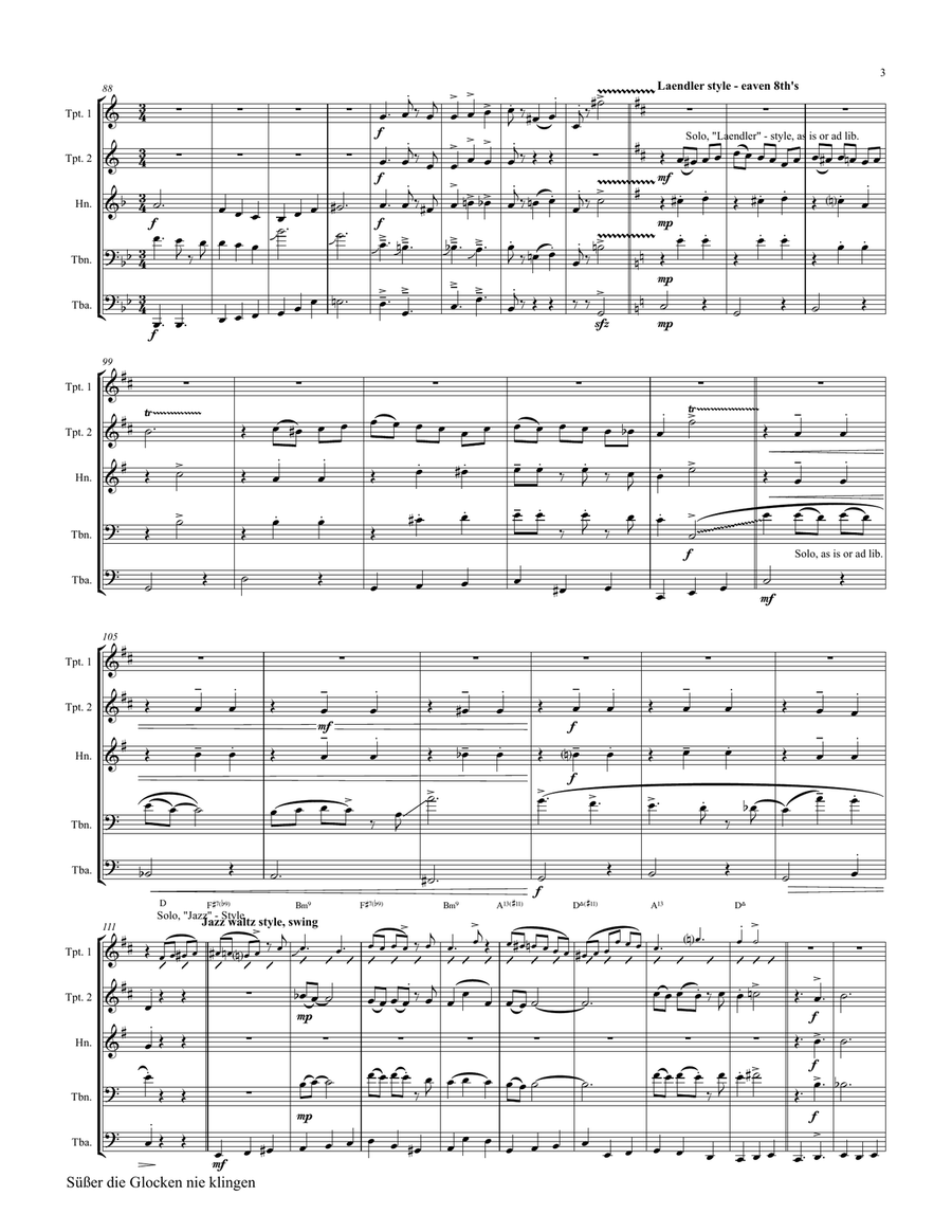 Süßer die Glocken nie klingen - German Christmas Song - Brass Quintet Brass Quintet scores gallery preview page 3