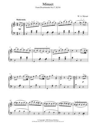 Minuet from Divertimento No.17, K334