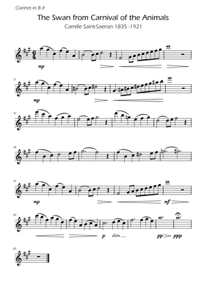 The Swan - Camille Saint-Saëns - Clarinet Solo