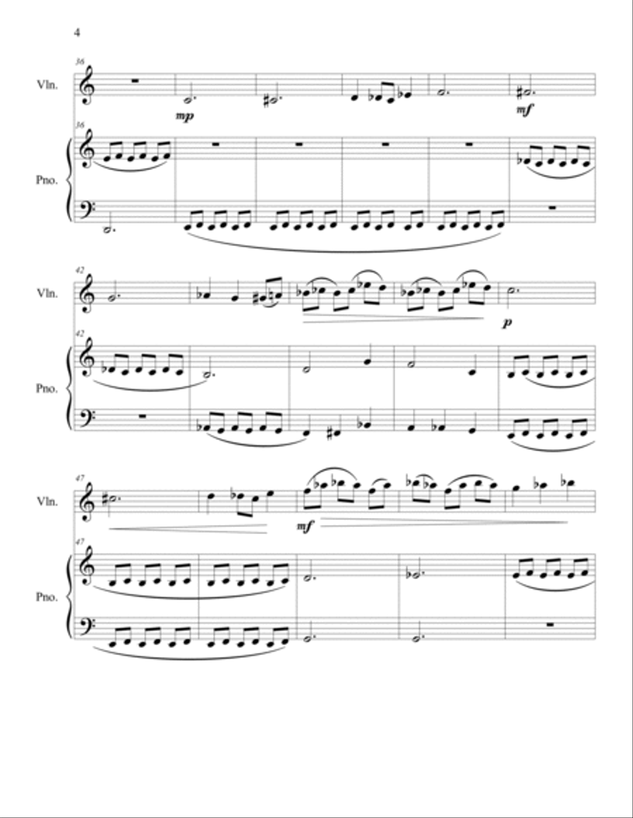 Piece in 3 parts for Violin and Piano Violin scores gallery preview page 4