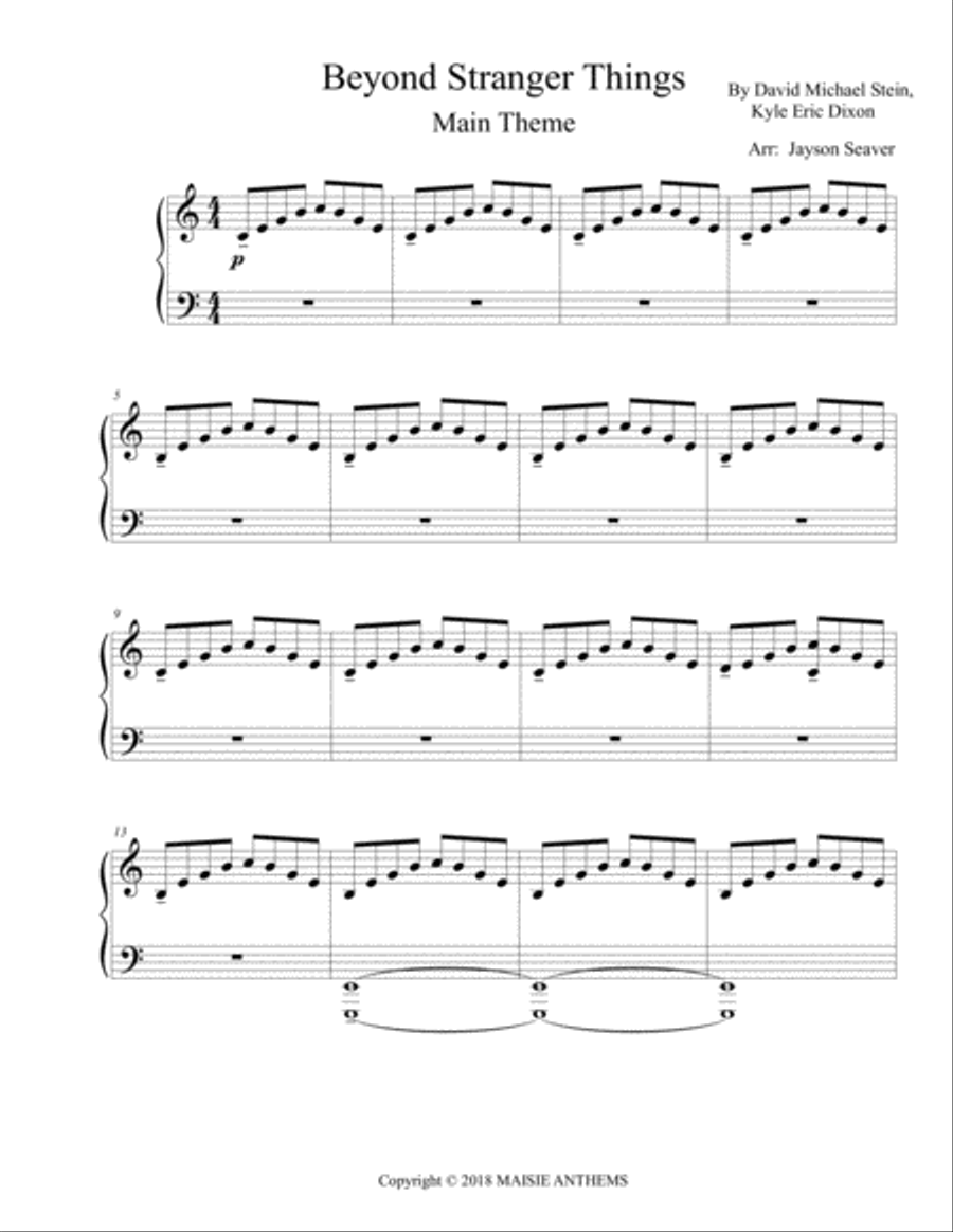 Beyond Stranger Things (main Theme) Piano Solo scores gallery preview page 2