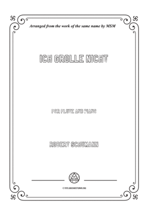 Book cover for Schumann-Ich grolle nicht,for Flute and Piano