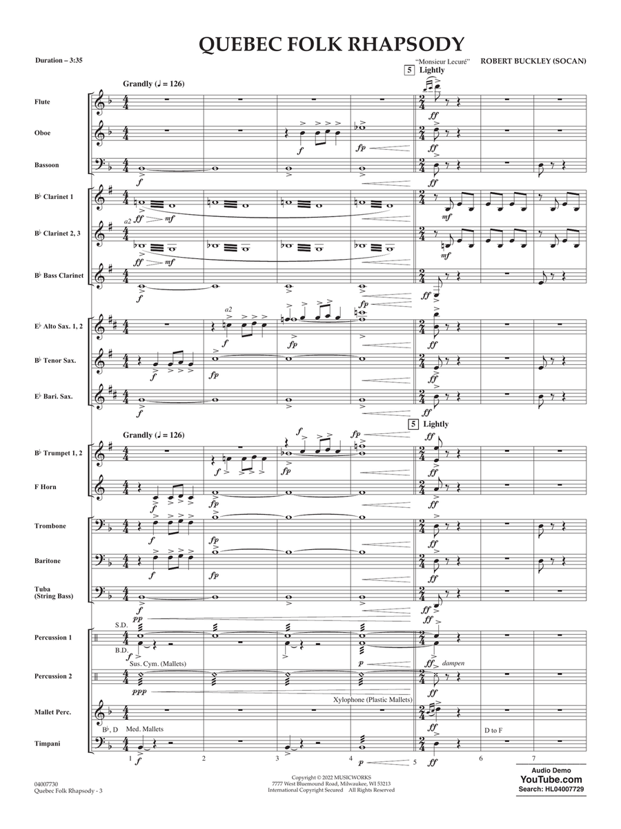 Quebec Folk Rhapsody - Full Score Concert Band scores gallery preview page 3