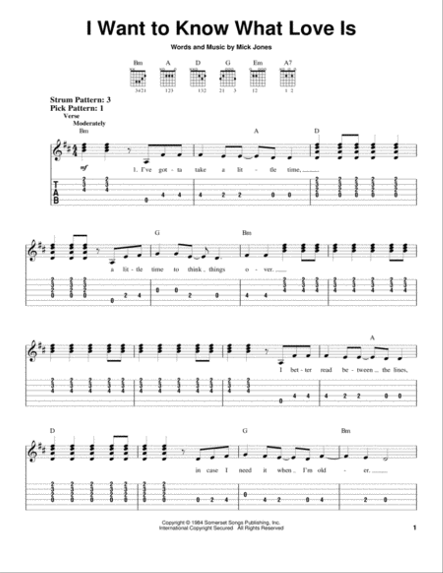 I Want To Know What Love Is Acoustic Guitar scores gallery preview page 1