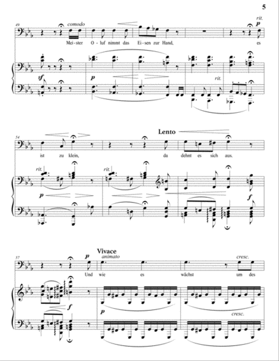 LOEWE: Odins Meeresritt, Op. 118 (transposed to C minor, bass clef) Voice scores gallery preview page 6