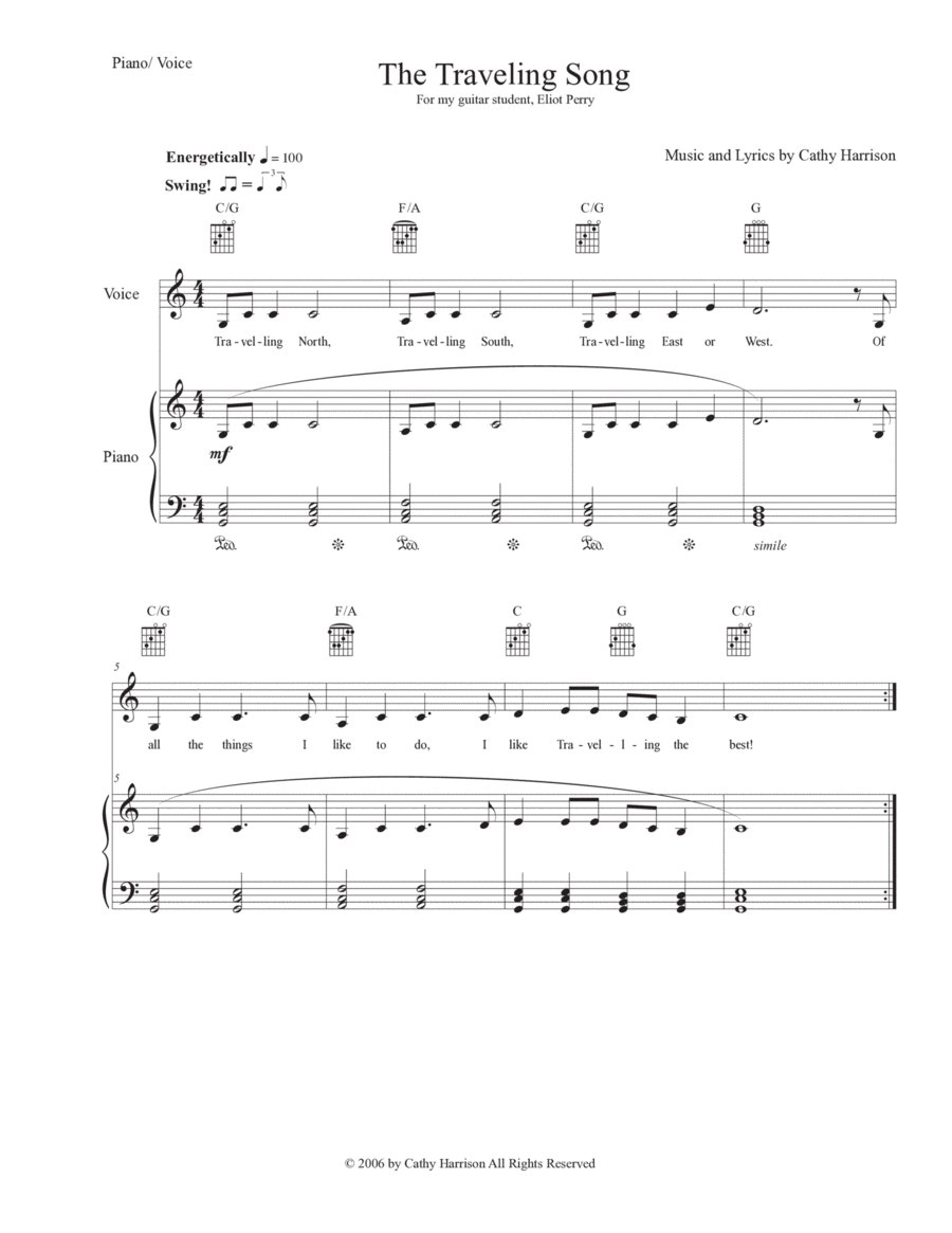 The Travelling Song Piano, Vocal, Guitar scores gallery preview page 1