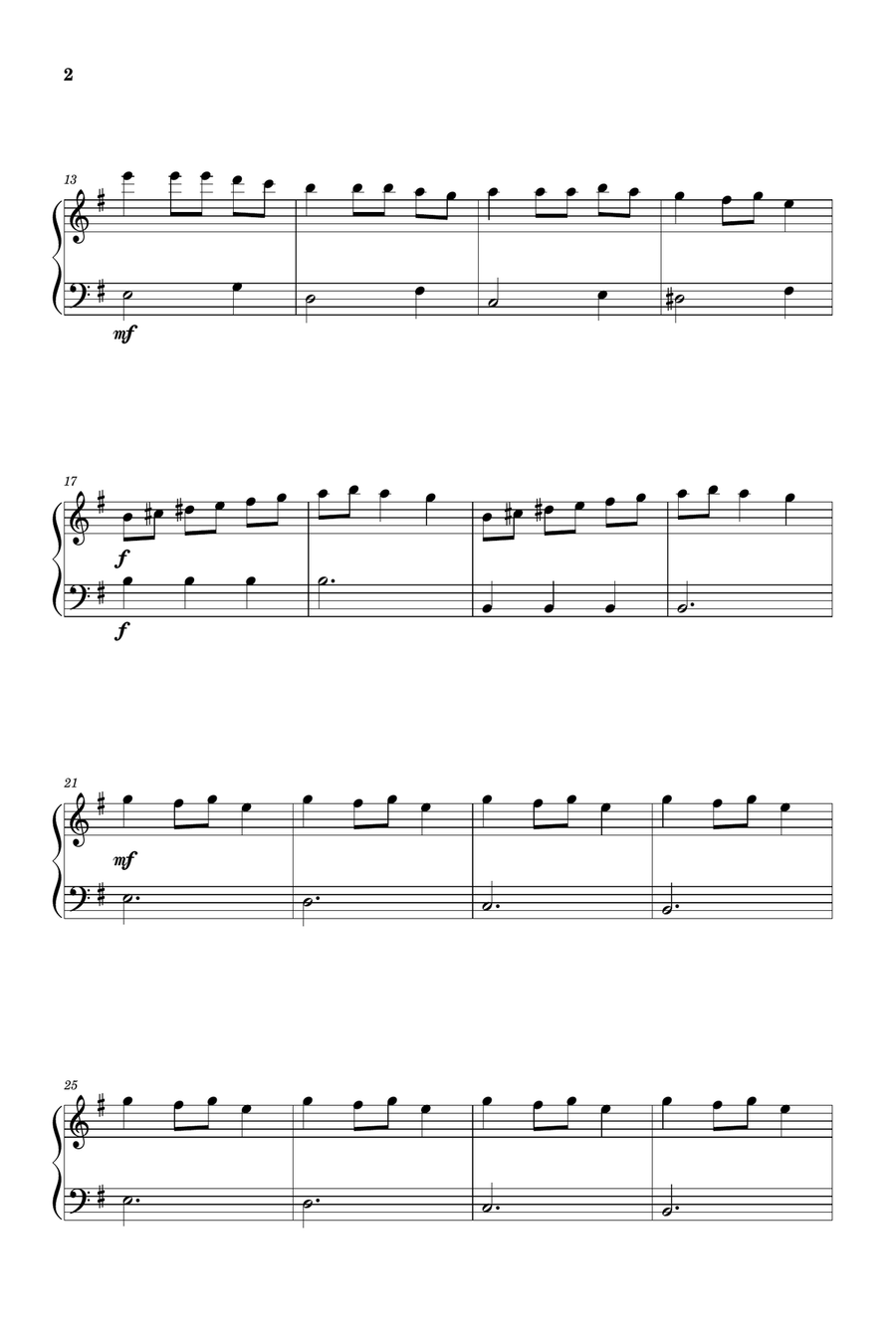 Carol of The Bells (Very Easy - Beginner Piano) in E minor Easy Piano scores gallery preview page 2