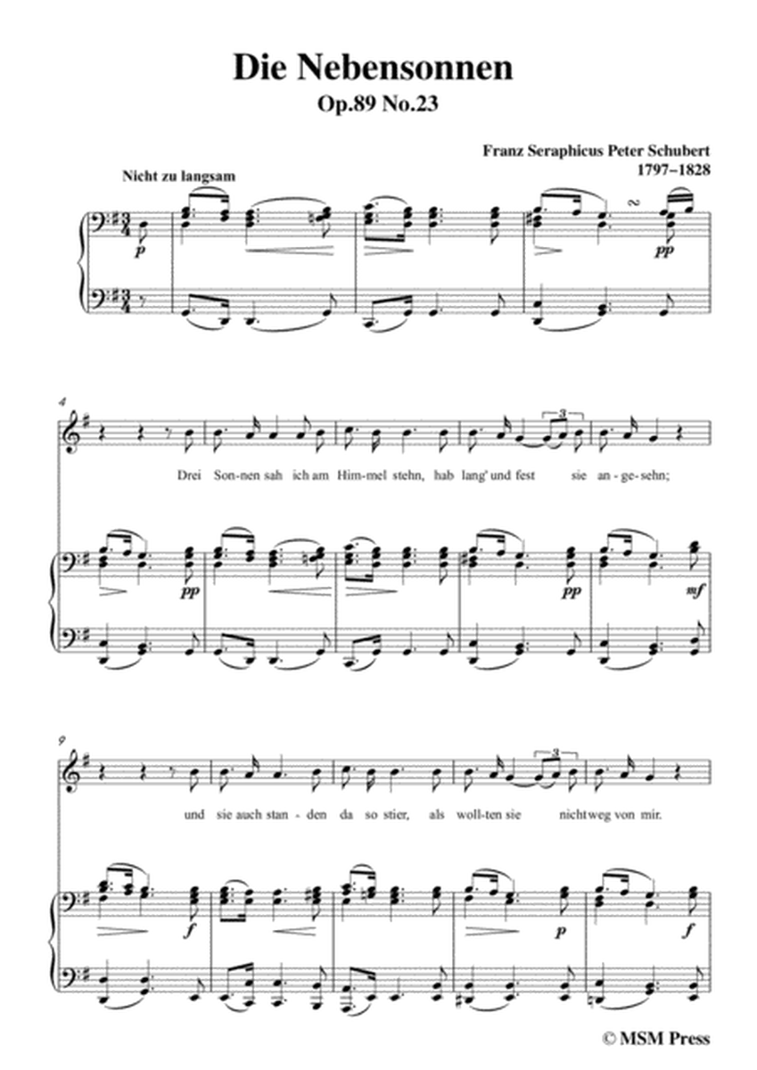 Schubert-Die Nebensonnen,in G Major,Op.89 No.23,for Voice and Piano image number null