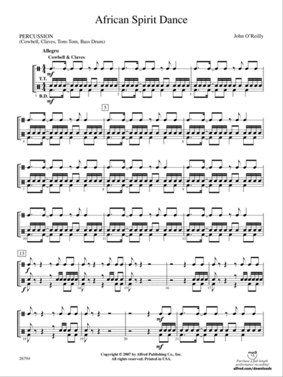 African Spirit Dance: 1st Percussion Concert Band scores gallery preview page 1