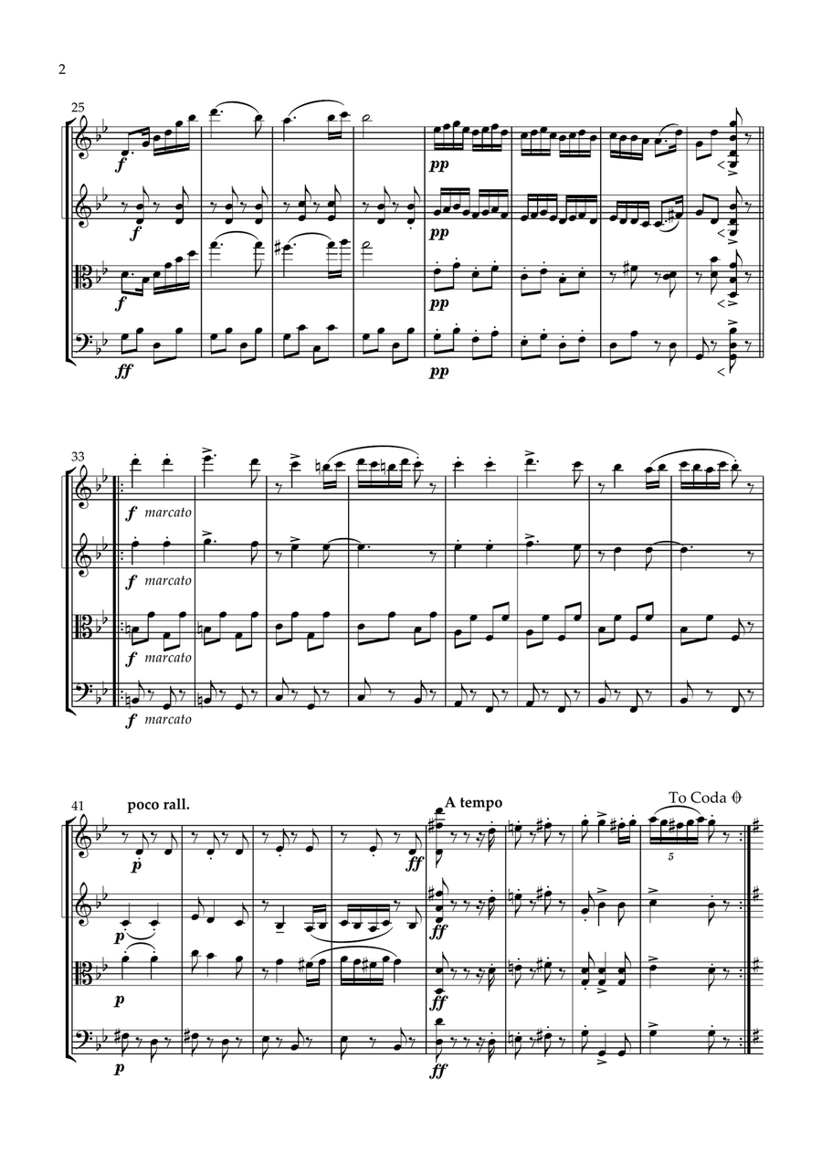 Brahms: Hungarian Dance No.5 in G Minor for String Quartet - Score and Parts String Quartet scores gallery preview page 2
