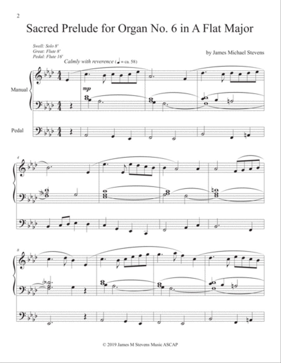 Sacred Prelude No. 6 for Organ in A Flat Major Organ Solo scores gallery preview page 2