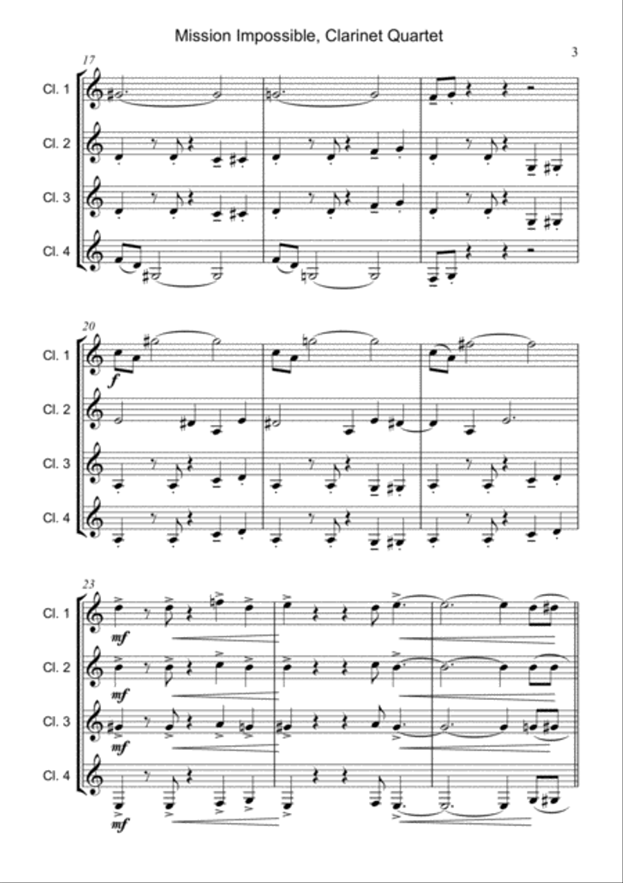 Mission: Impossible Theme from the Paramount Television Series MISSION: IMPOSSIBLE Woodwind Quartet scores gallery preview page 4
