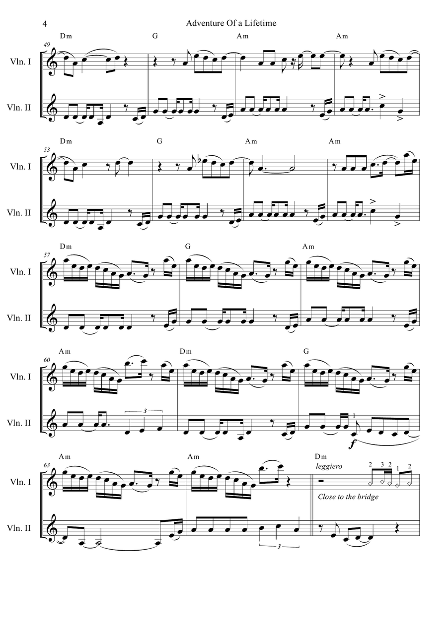 Adventure Of A Lifetime String Duet scores gallery preview page 4