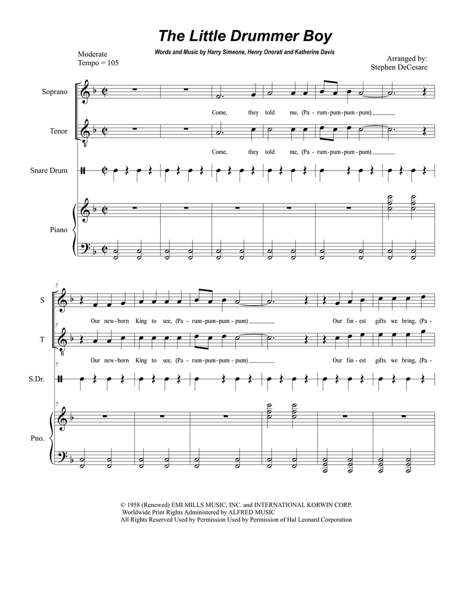 The Little Drummer Boy Vocal Duet scores gallery preview page 1