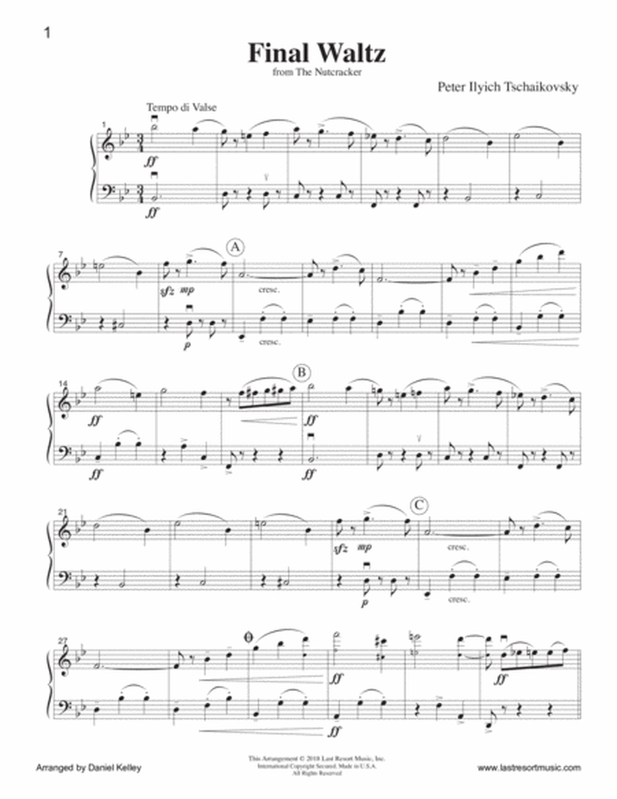 Final Waltz from The Nutcracker for Violin & Cello Duet Music for Two (or Flute or Oboe & Bassoon)